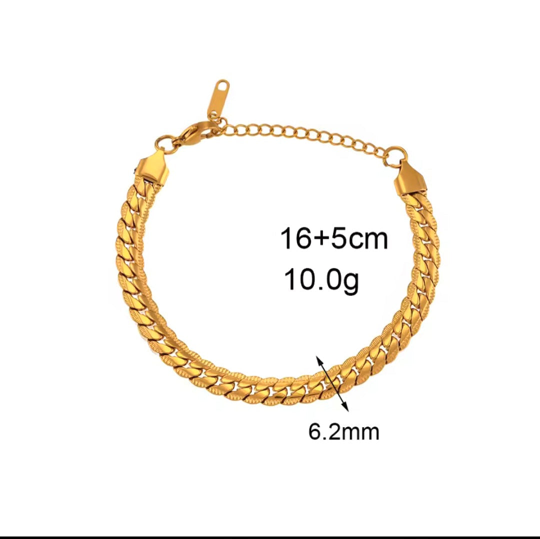 Pulseira de Corrente de Renda em Aço Inoxidável