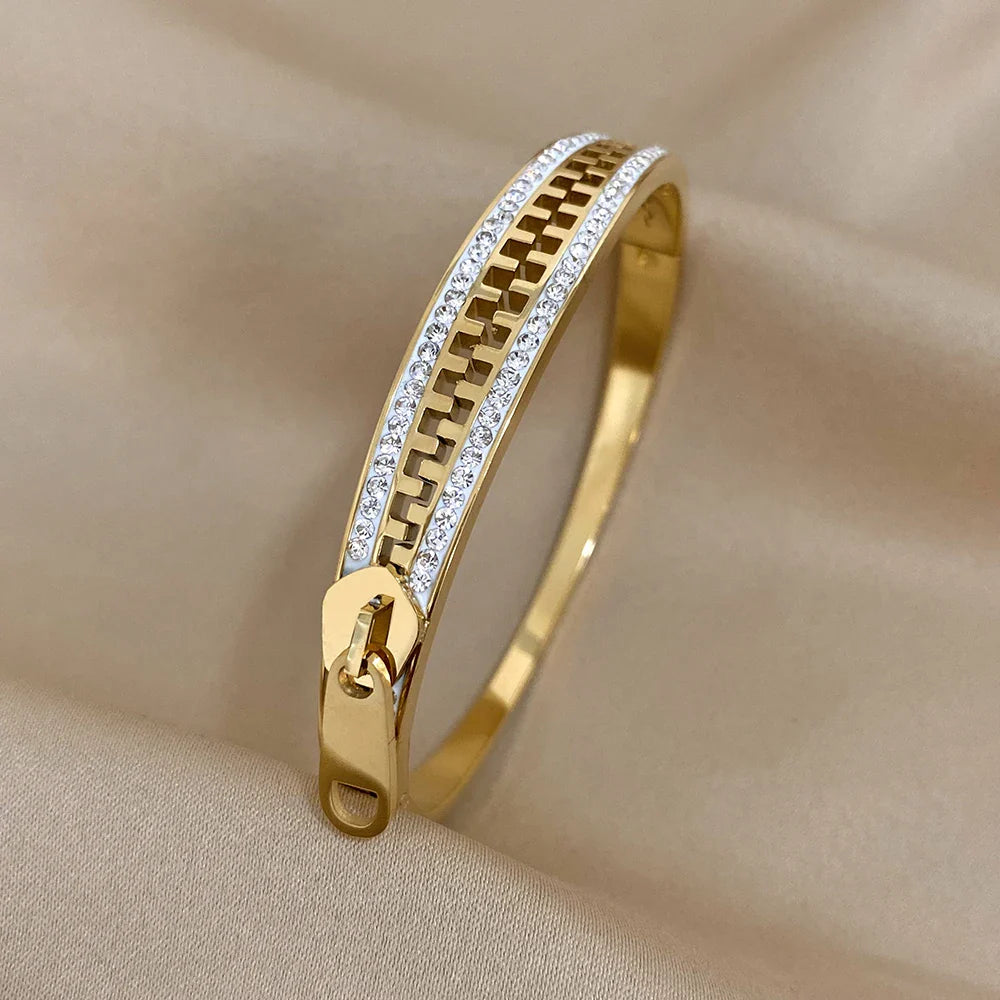 Pulseira em Aço Inox em Forma de Zip