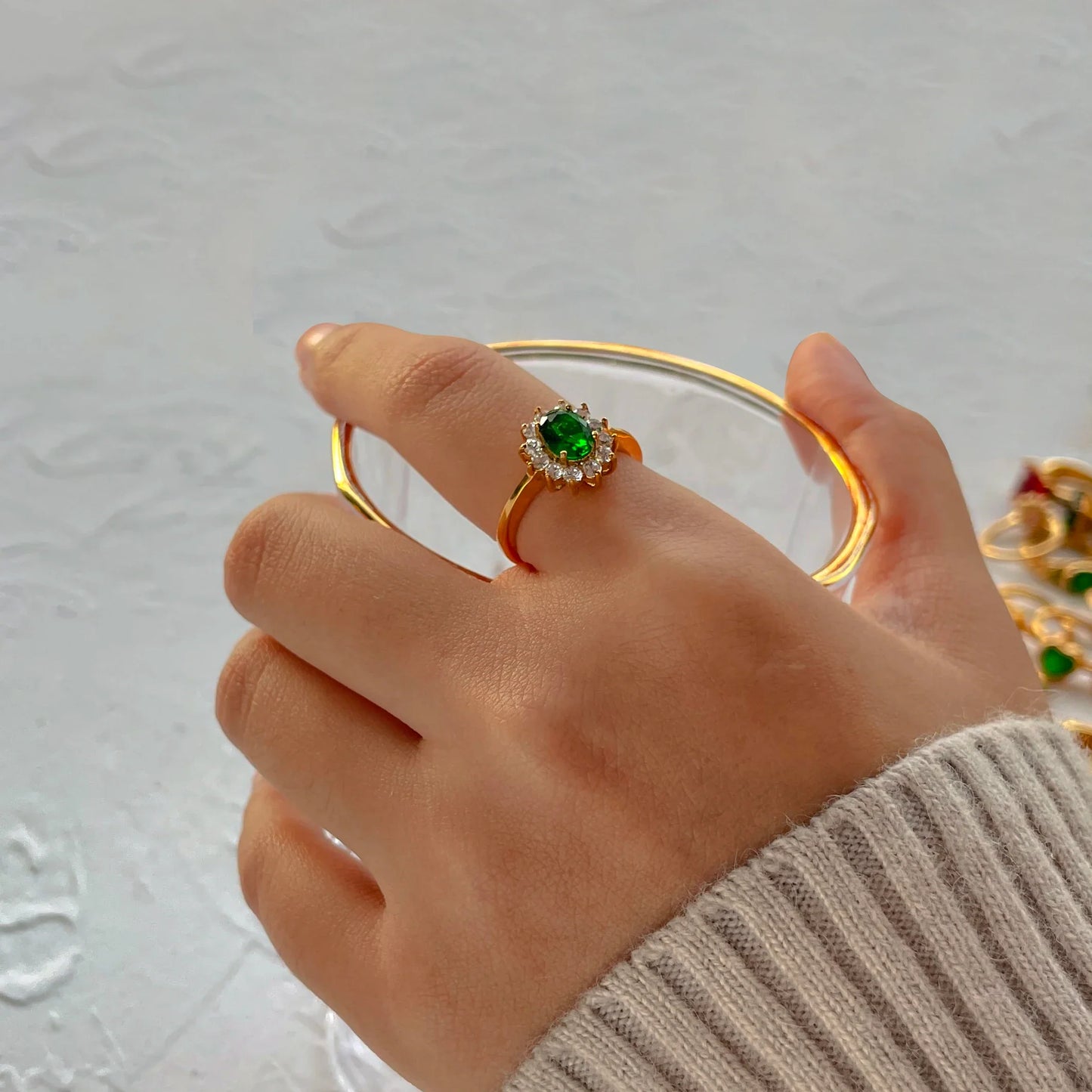 Anéis Elegantes em Aço Inoxidável Anel Lotus - Tamanho 17