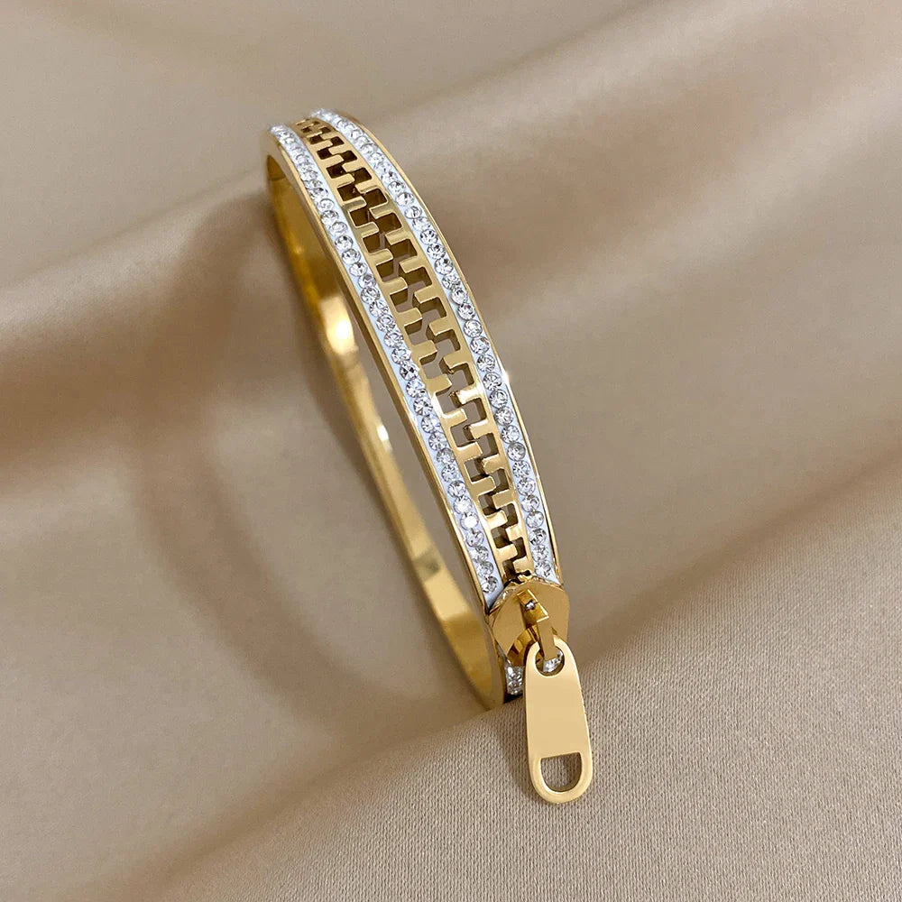 Pulseira em Aço Inox em Forma de Zip