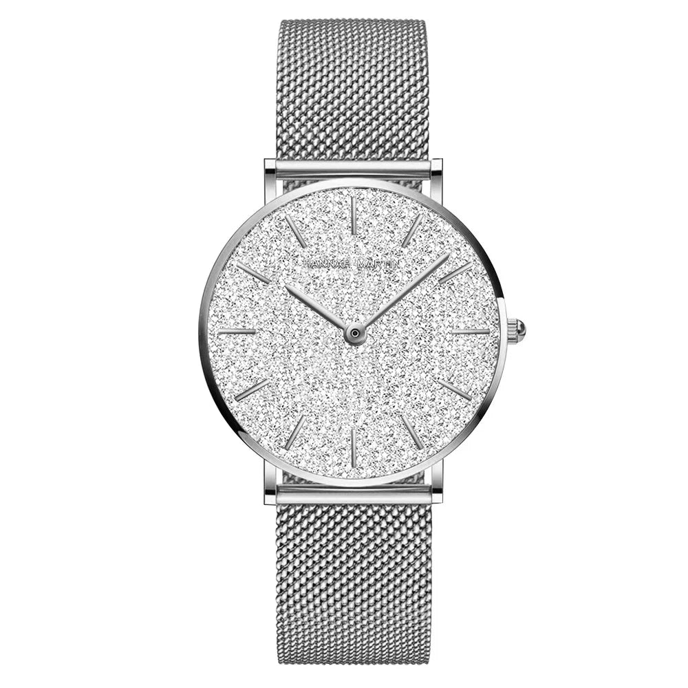 Relógio Glamoroso Feminino em Aço Inox Prateado fundo claro