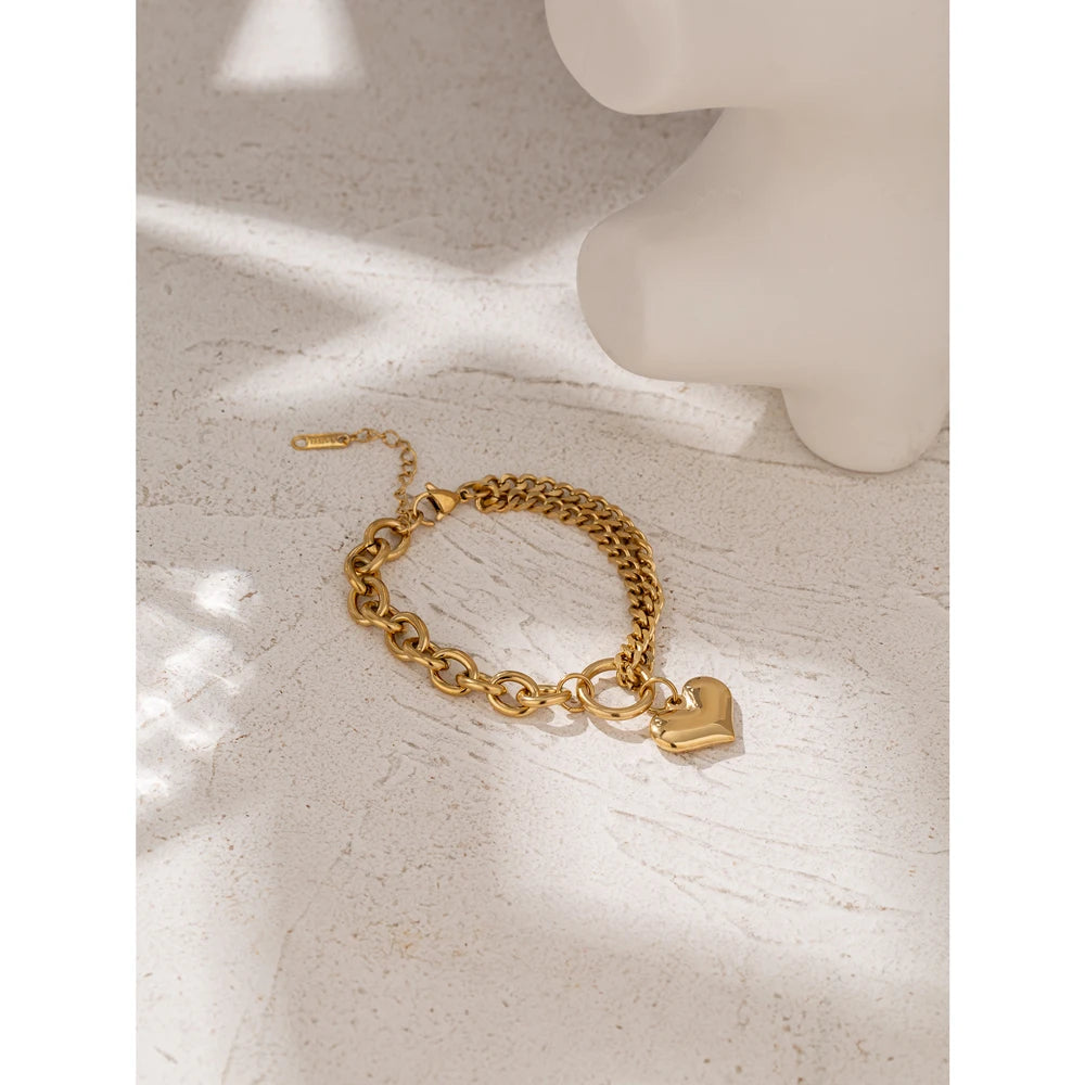 Pulseira Charme Coração - Aço inoxidável