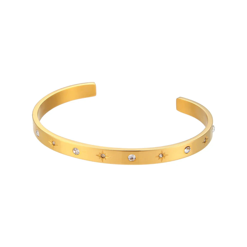Pulseiras Clássicas em Aço Inoxidável Multi Stones