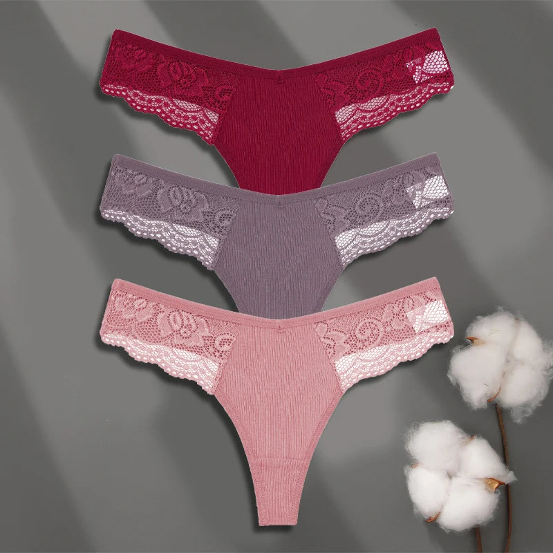 Cuecas de Renda de Algodão Pack 3PCS
