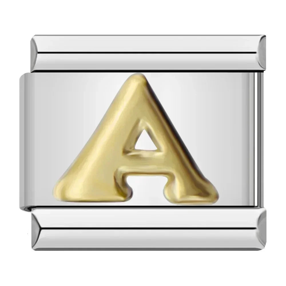 Charms Letras Pulseira Italiana em Aço Inoxidável A