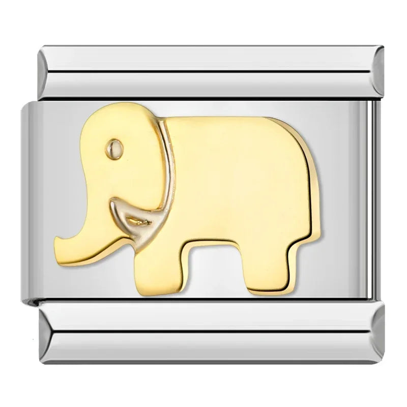 Charms Para Pulseira Italiana em Aço Inoxidável Elefante