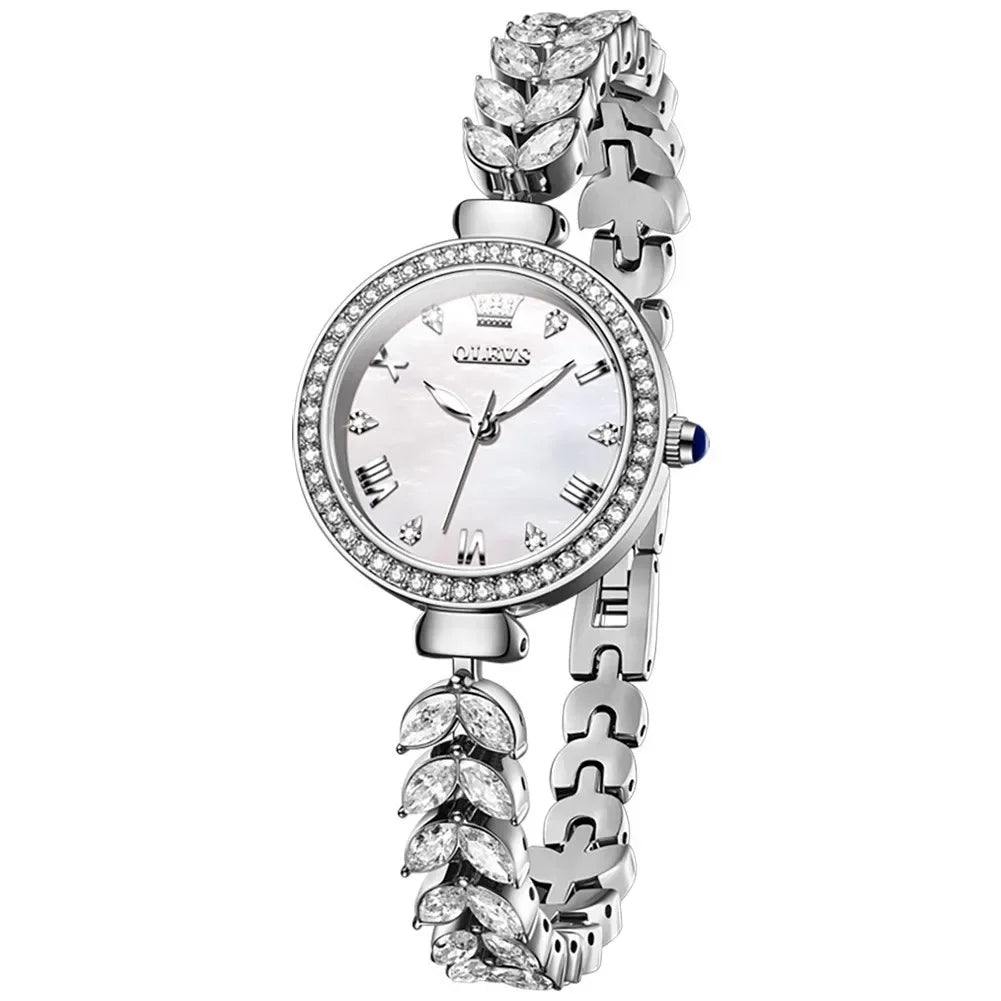 Relógio Feminino Elegante em Aço Inoxidável Prateado