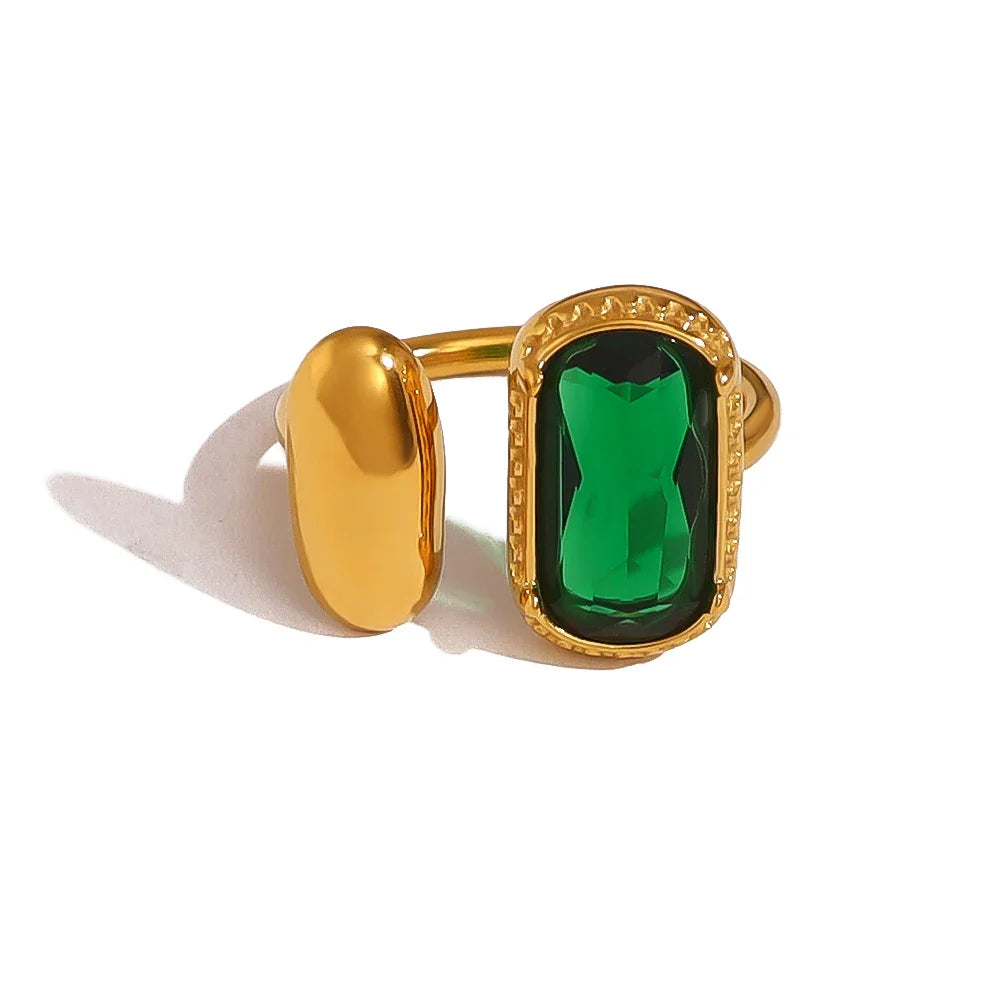 Anel de Zircónia Multicor em Aço Inox Verde