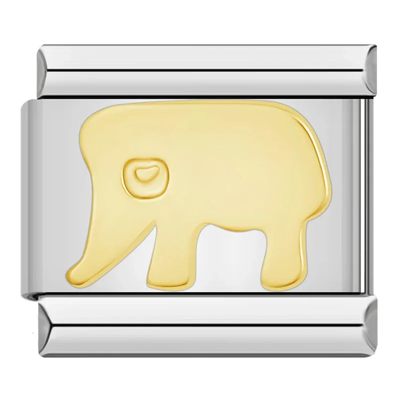 Charms Pulseira Italiana em Aço Inoxidável Elefante