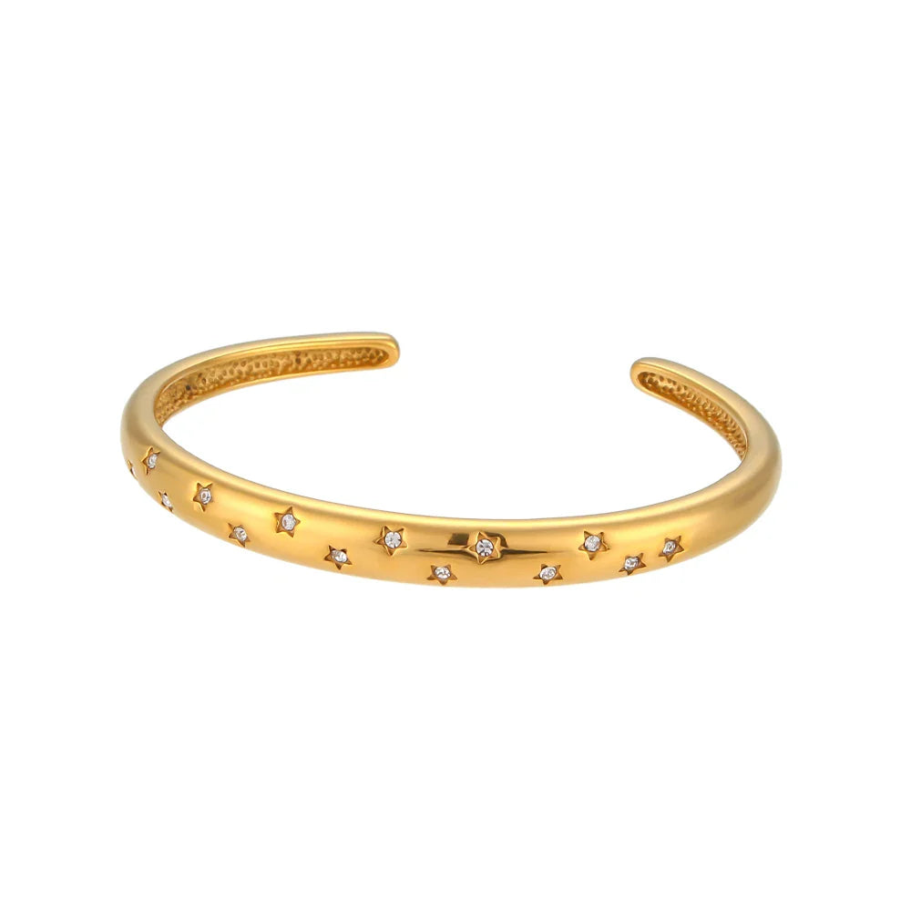 Pulseiras Clássicas em Aço Inoxidável Estrelas Brilhantes