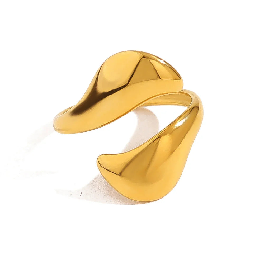 Anéis Alta Tendência em Aço Inoxidável Harmony Thick Dourado