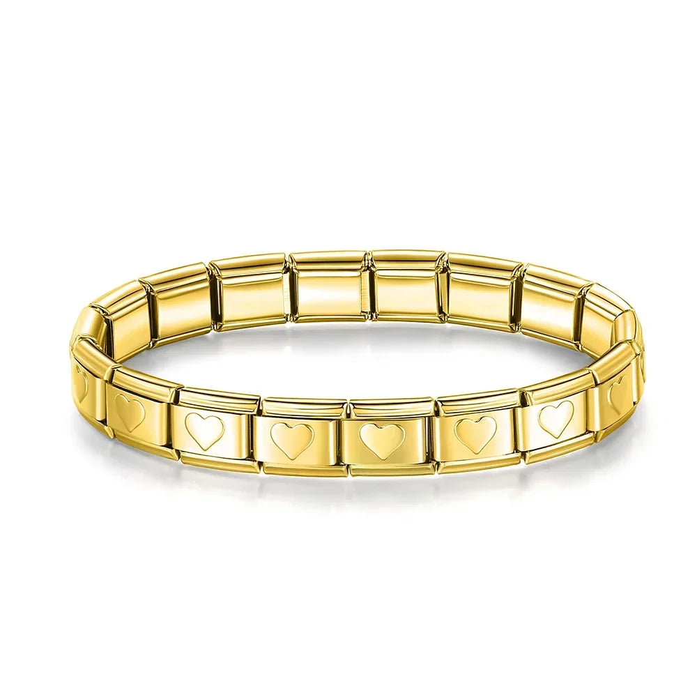 Pulseiras Originais Charms Coração em Aço Inoxidável Coração Dourado