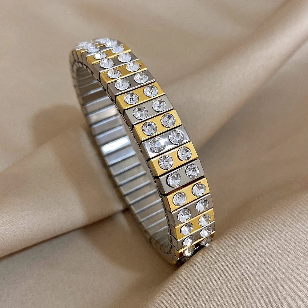 Pulseira Metálica Elástica em Aço Inox Brilho Intenso