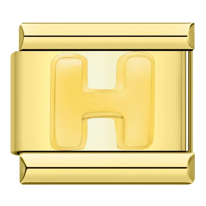 Charms Letras Pulseira Italiana em Aço Inoxidável H