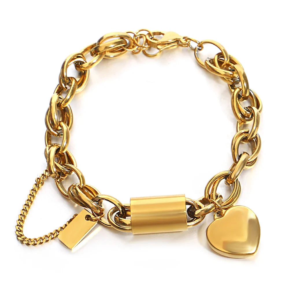 Pulseira de Corrente com Motivo Coração