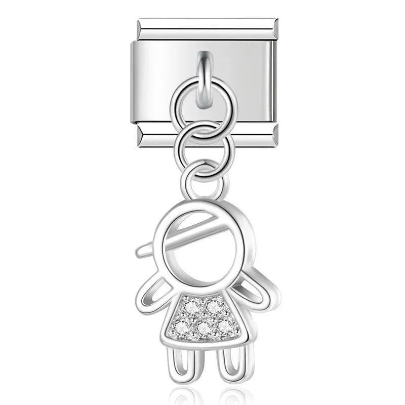 Pendente Pulseira Italiana em Aço Inoxidável Menino Prateado 1