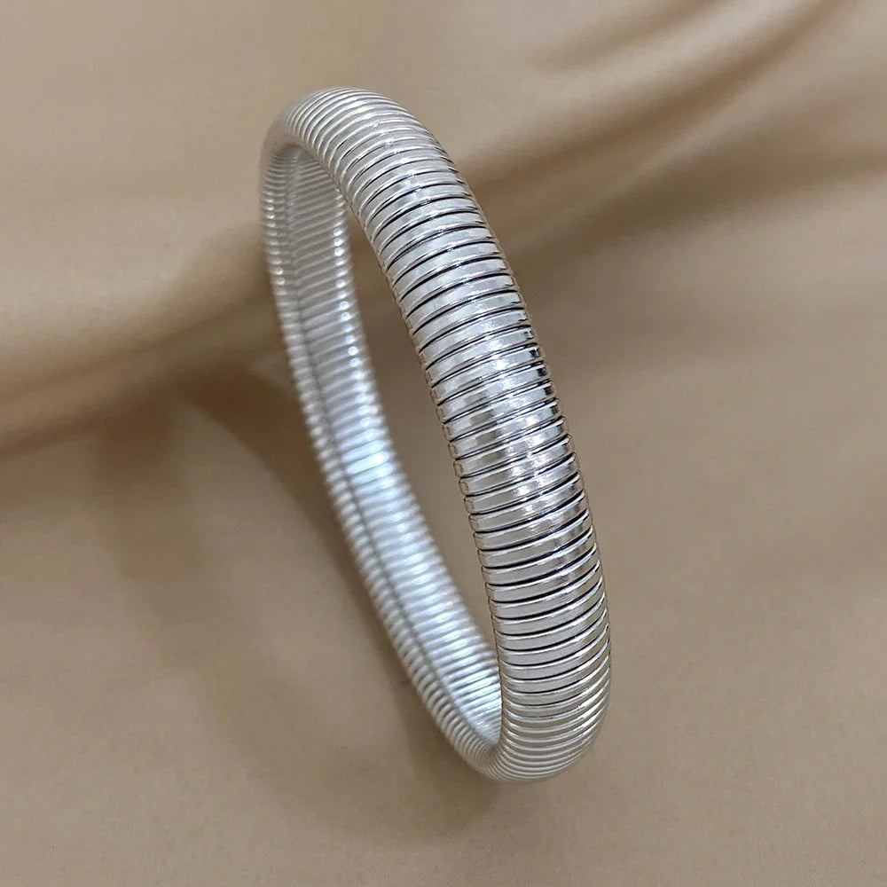 Pulseiras Elásticas em Aço Inox 12mm Prateado