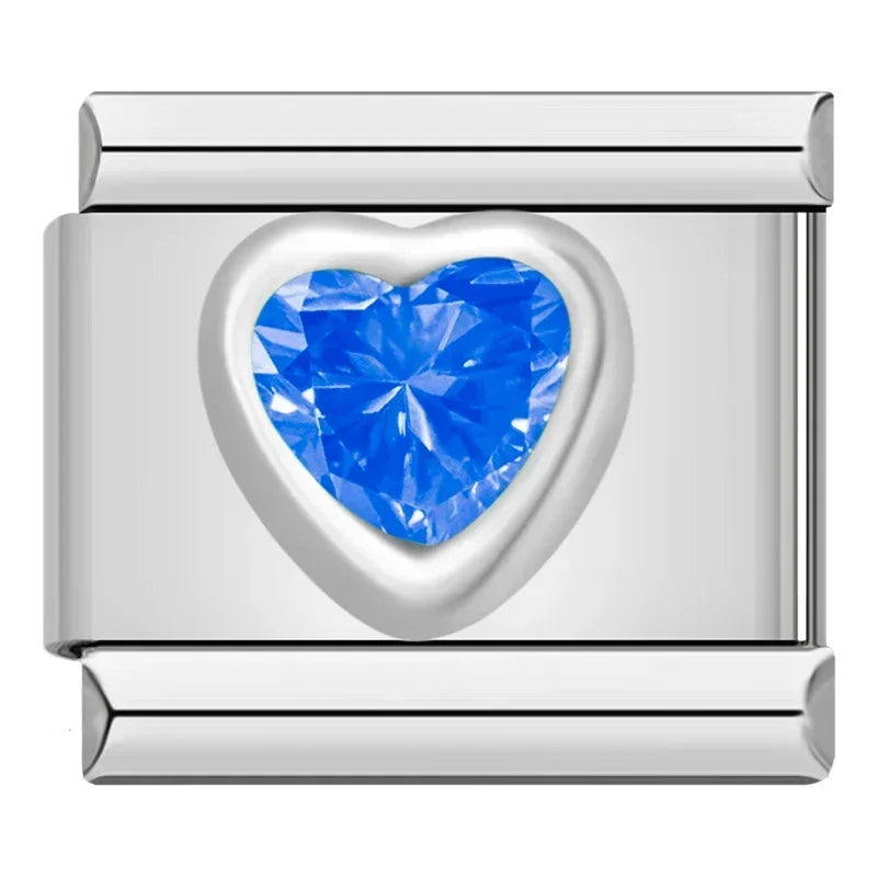 Charms Pulseira Italiana em Aço Inoxidável Azul