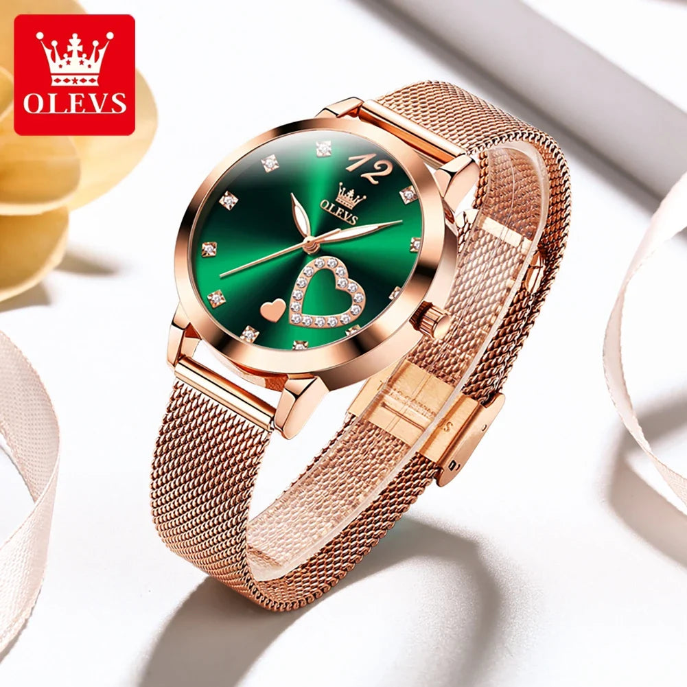 Relógio Feminino em Aço Inoxidável OLEVS Verde