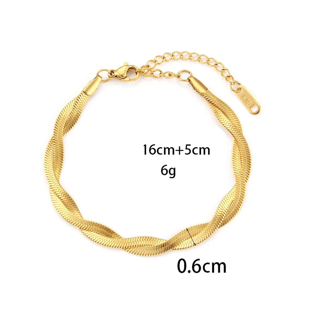 Pulseiras de Corrente em Aço Inoxidável Corrente Entrelaçada