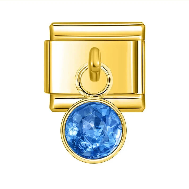 Pendentes Pulseira Italiana em Aço Inoxidável Azul