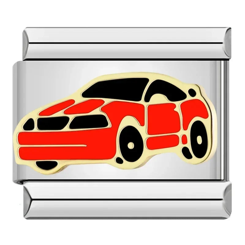 Charms Originais Pulseira Italiana em Aço Inoxidável Carro
