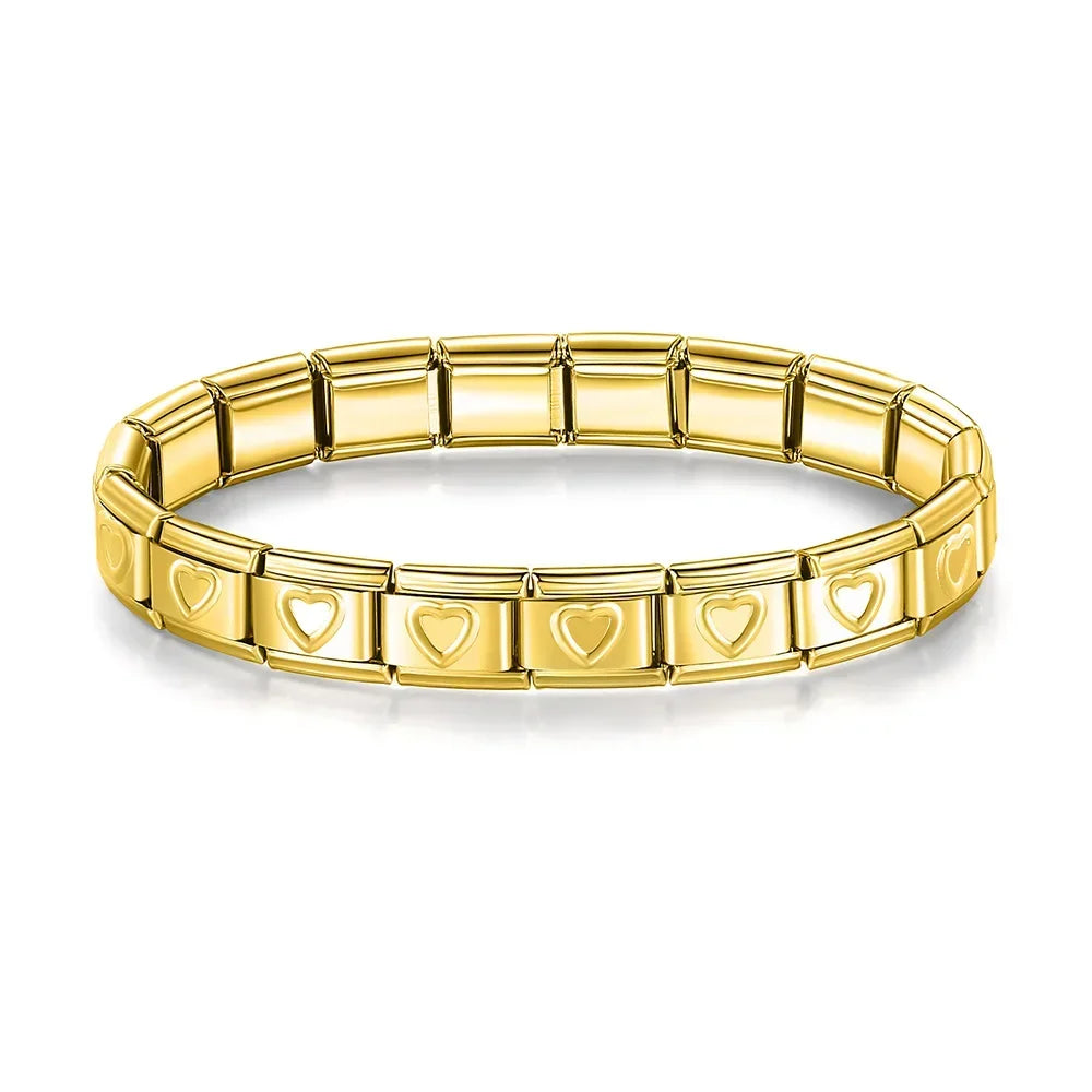 Pulseiras Originais Charms Coração em Aço Inoxidável Coração 1 Dourado