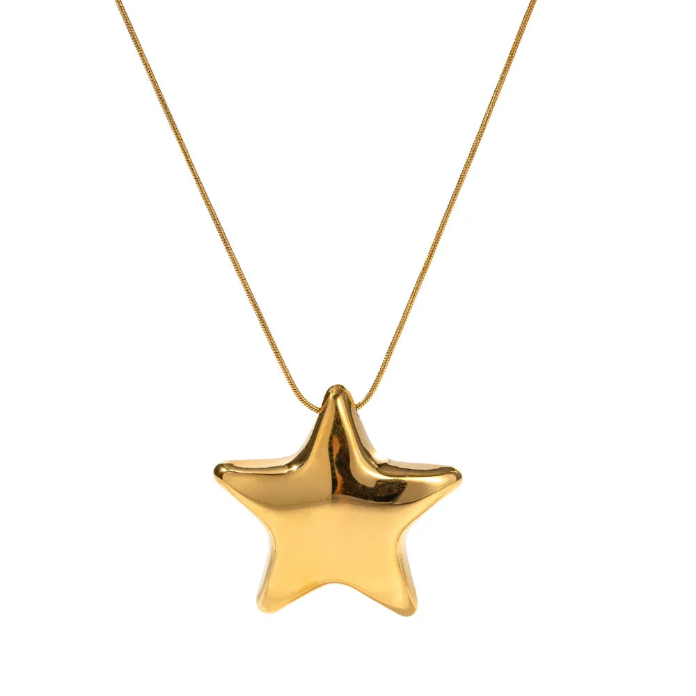Colar Pendente Estrelas em Aço Inoxidável Dourado