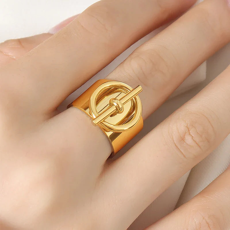 Anel Ajustável em Aço Inoxidável Dourado