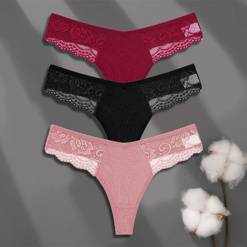 Cuecas de Renda de Algodão Pack 3PCS