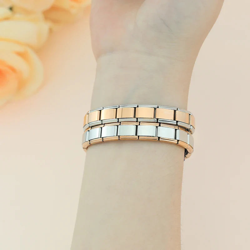 Pulseira Italiana Original Rosa Dourado