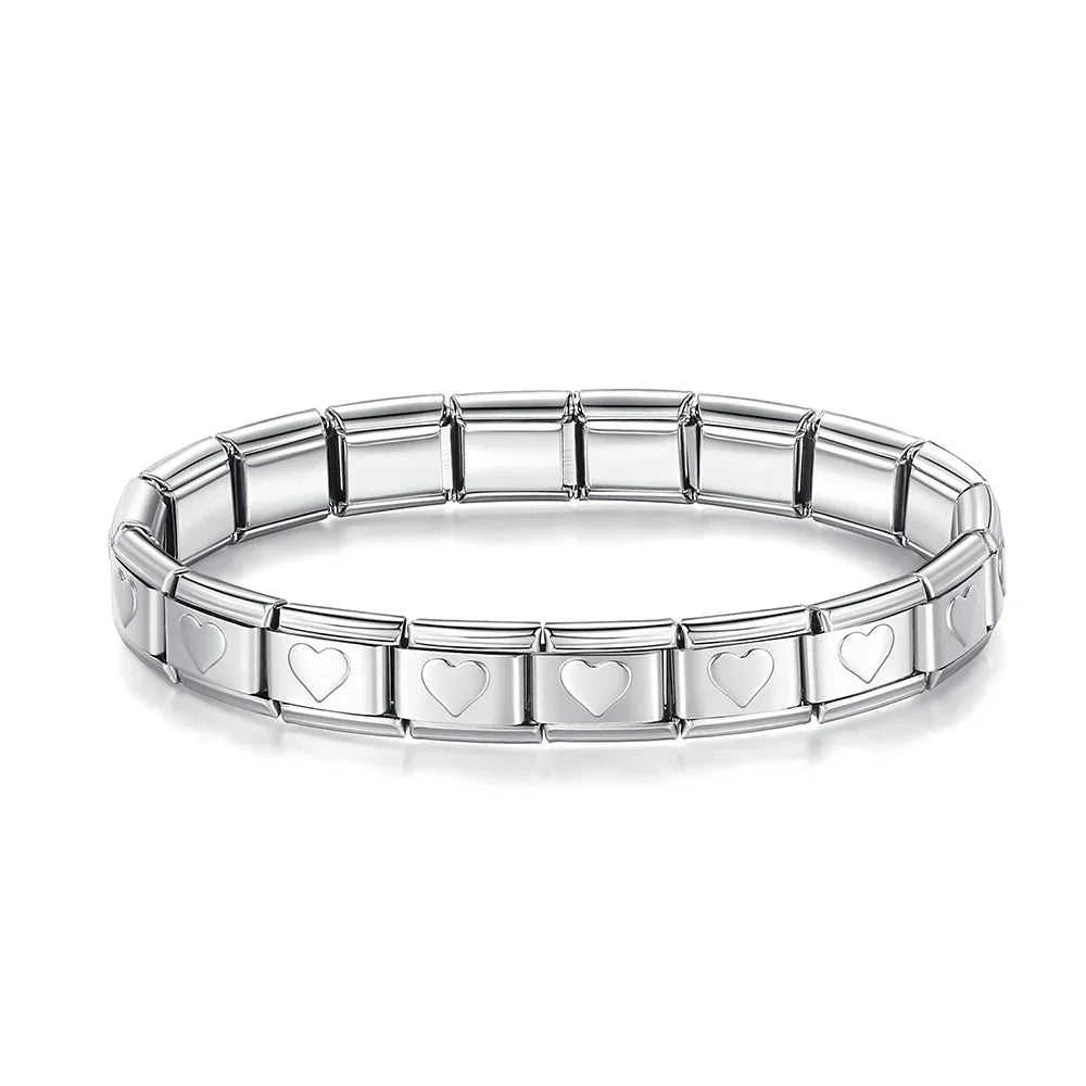 Pulseiras Originais Charms Coração em Aço Inoxidável Coração Prateado