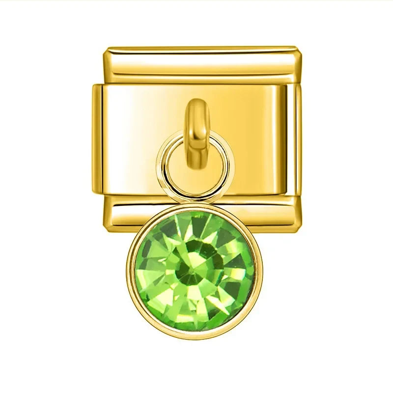 Pendentes Pulseira Italiana em Aço Inoxidável Verde Claro