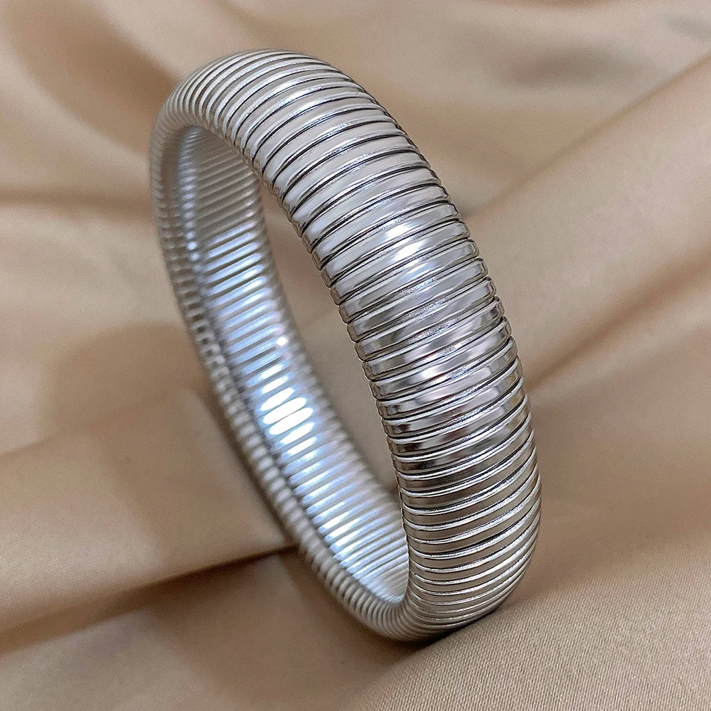Pulseiras Elásticas em Aço Inox 16mm Prateado