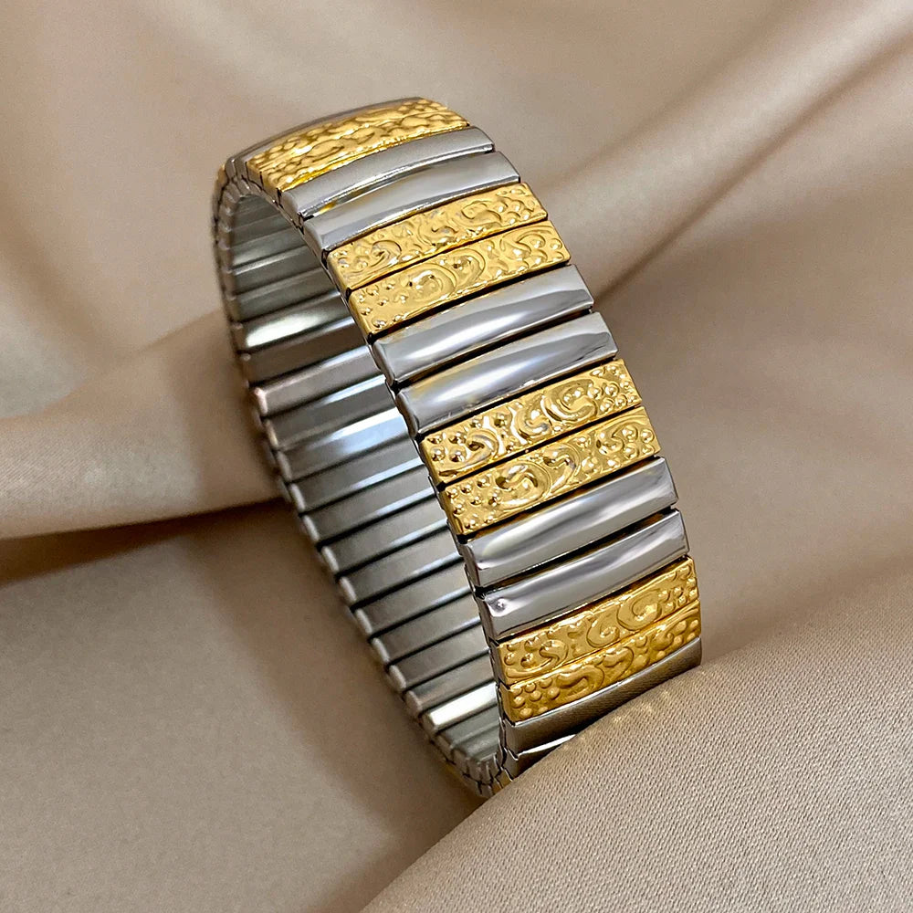 Pulseira Elástica em Aço Inoxidável Mesclado