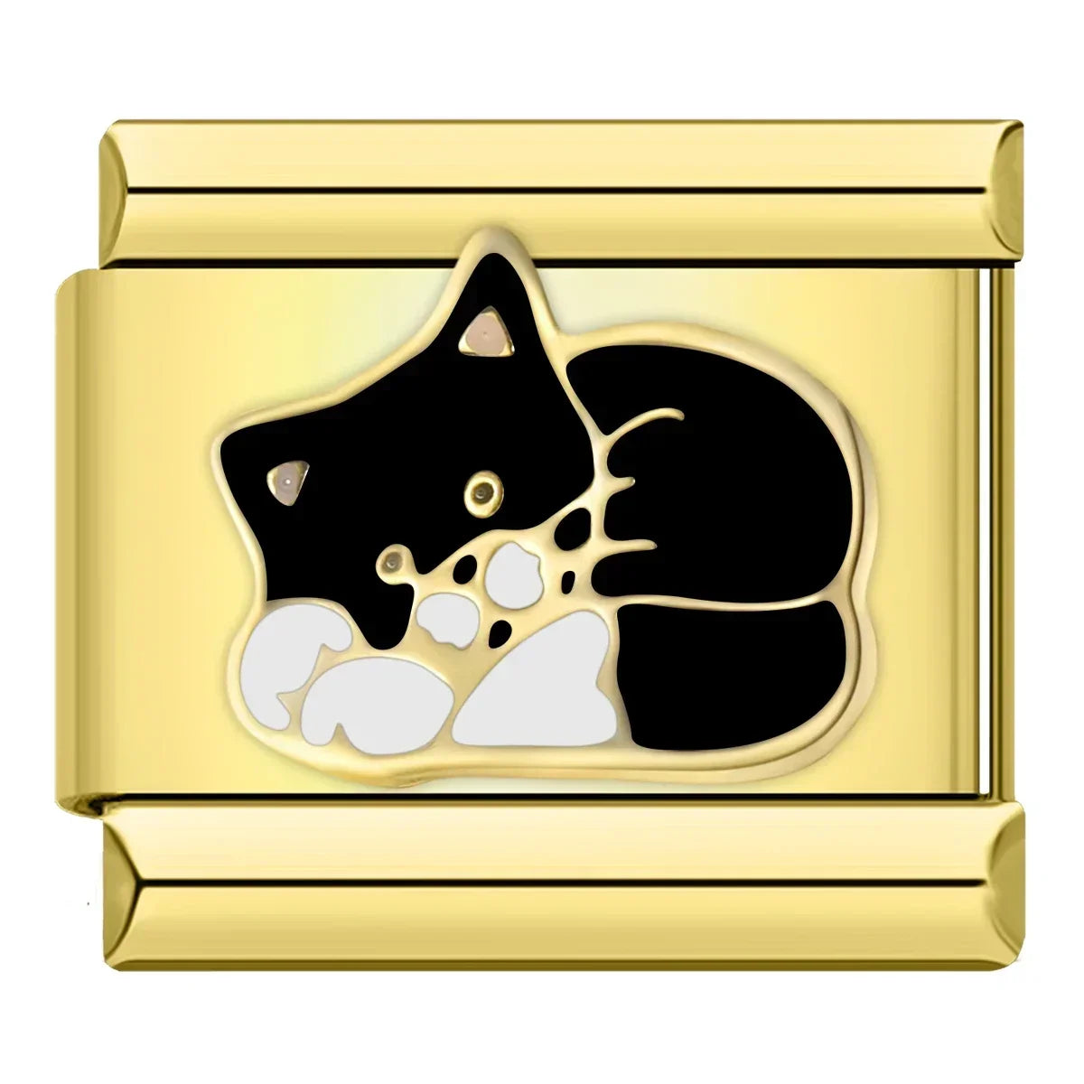 Charms Pulseira Italiana em Aço Inoxidável Gato