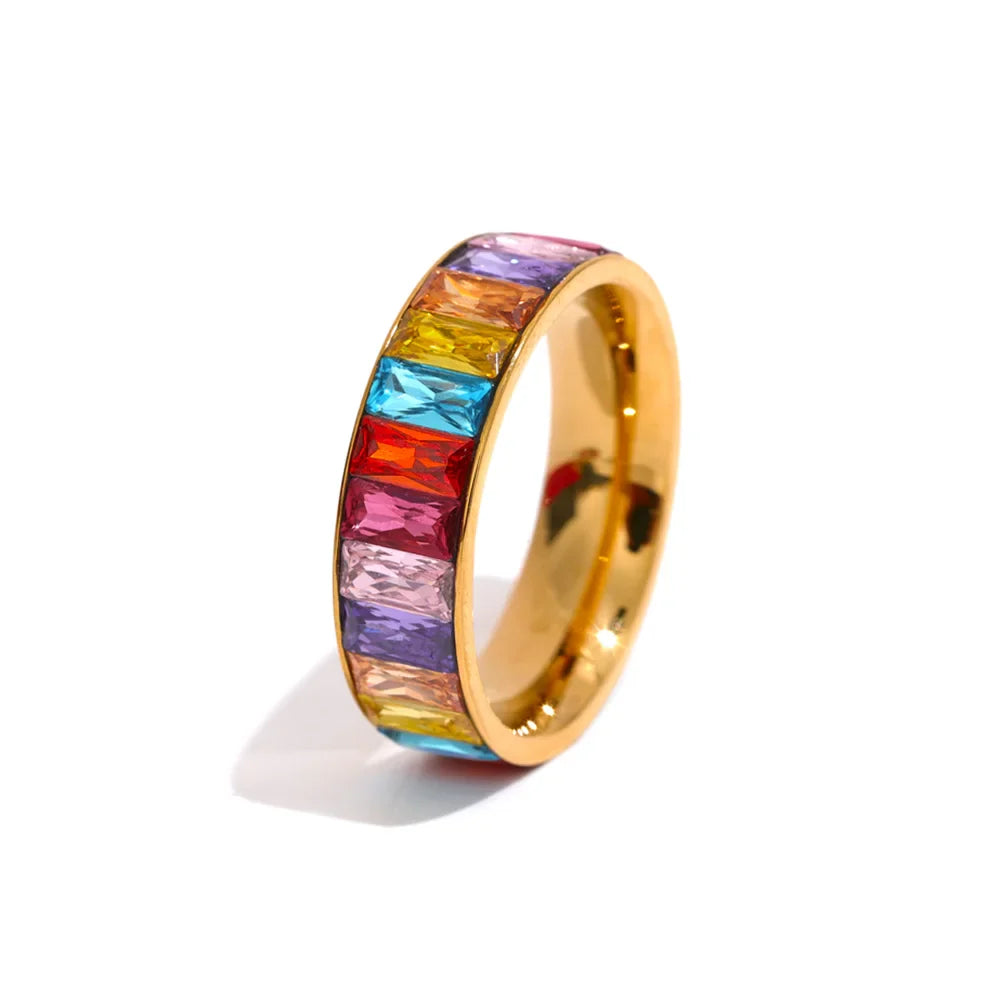 Anel Colorido em Aço Inoxidável Colorido Dourado