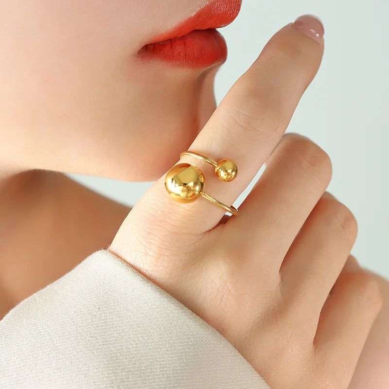 Anel Ajustável em Aço Inoxidável Dourado