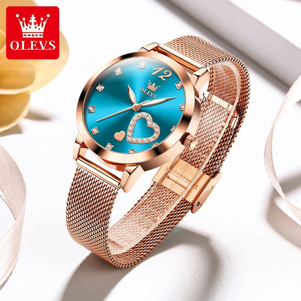 Relógio Feminino em Aço Inoxidável OLEVS Azul