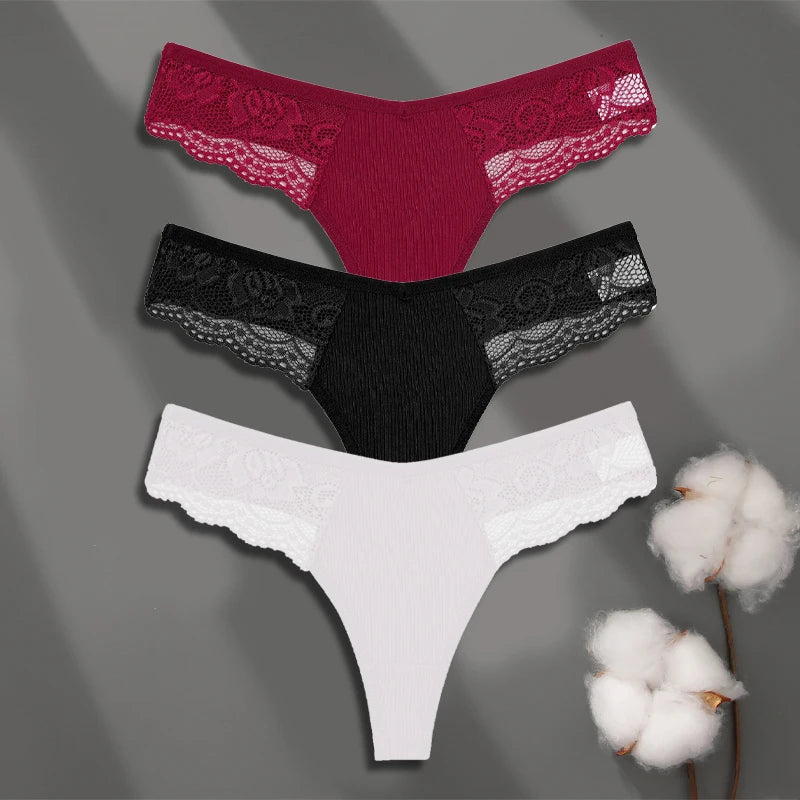 Cuecas de Renda de Algodão Pack 3PCS