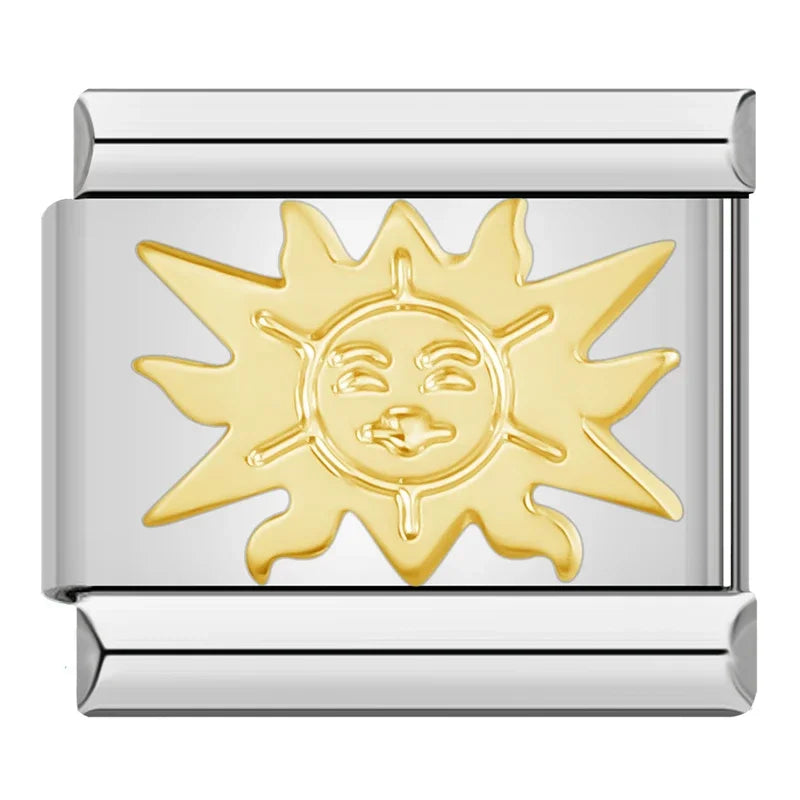 Charms Pulseira Italiana em Aço Inoxidável Sol
