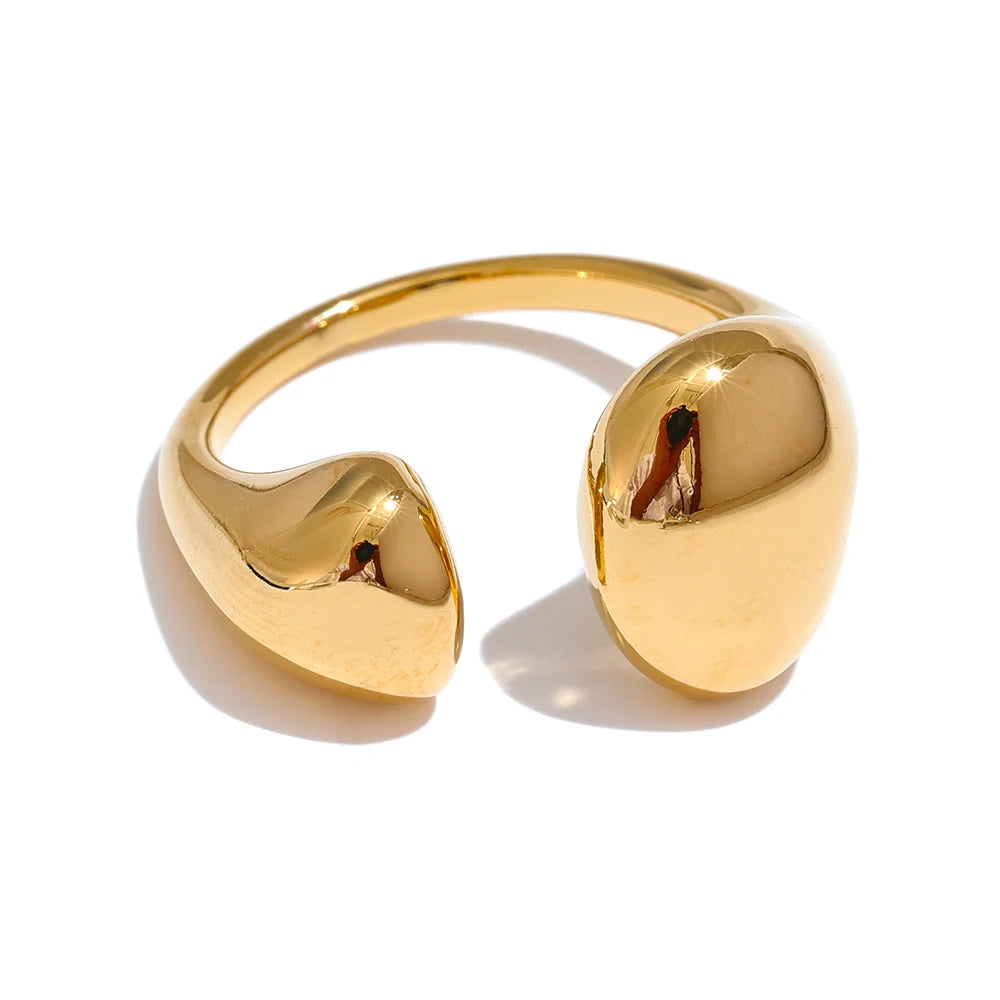 Anel aberto em aço inoxidável com banho em ouro PVD design moderno elegante CIDEIVAN
