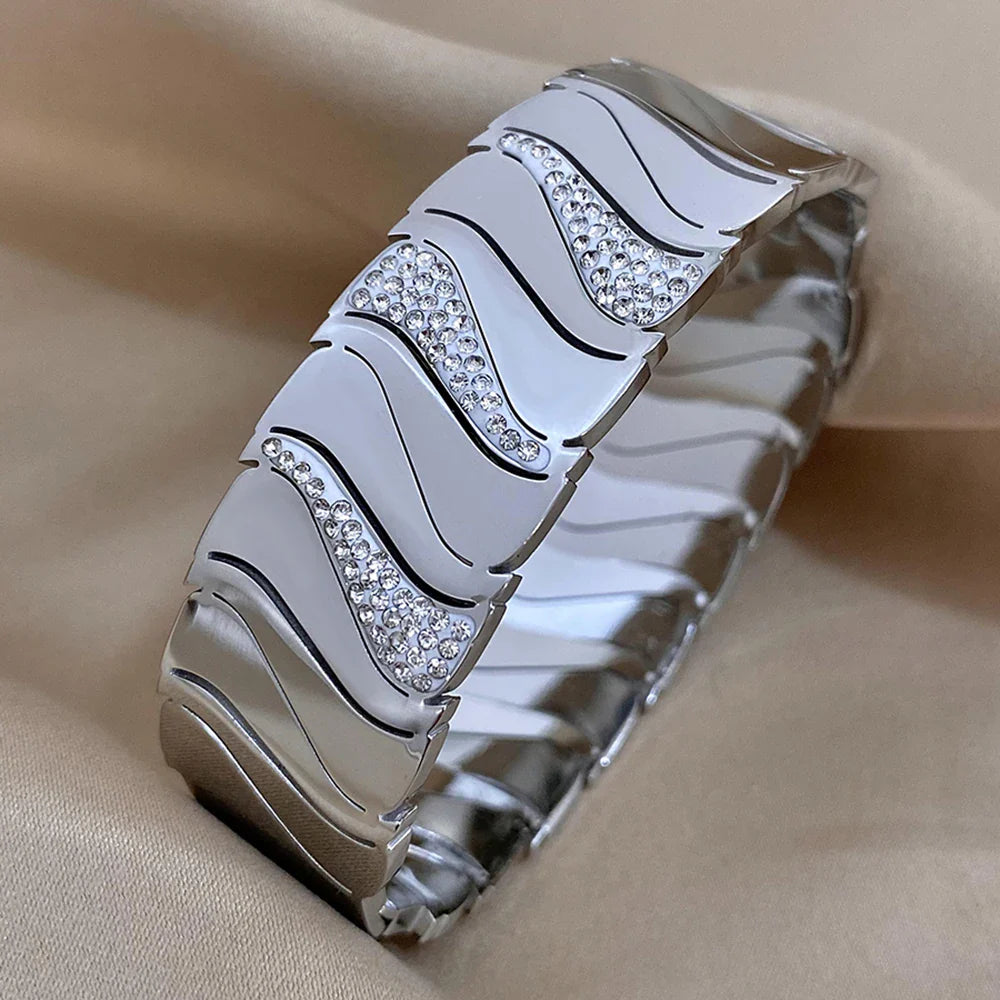 Pulseira Elegante e Sofisticada em Aço Inox Prateado