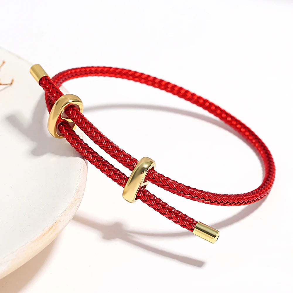 Pulseira com Efeito de Corda Ajustável em Aço Inox