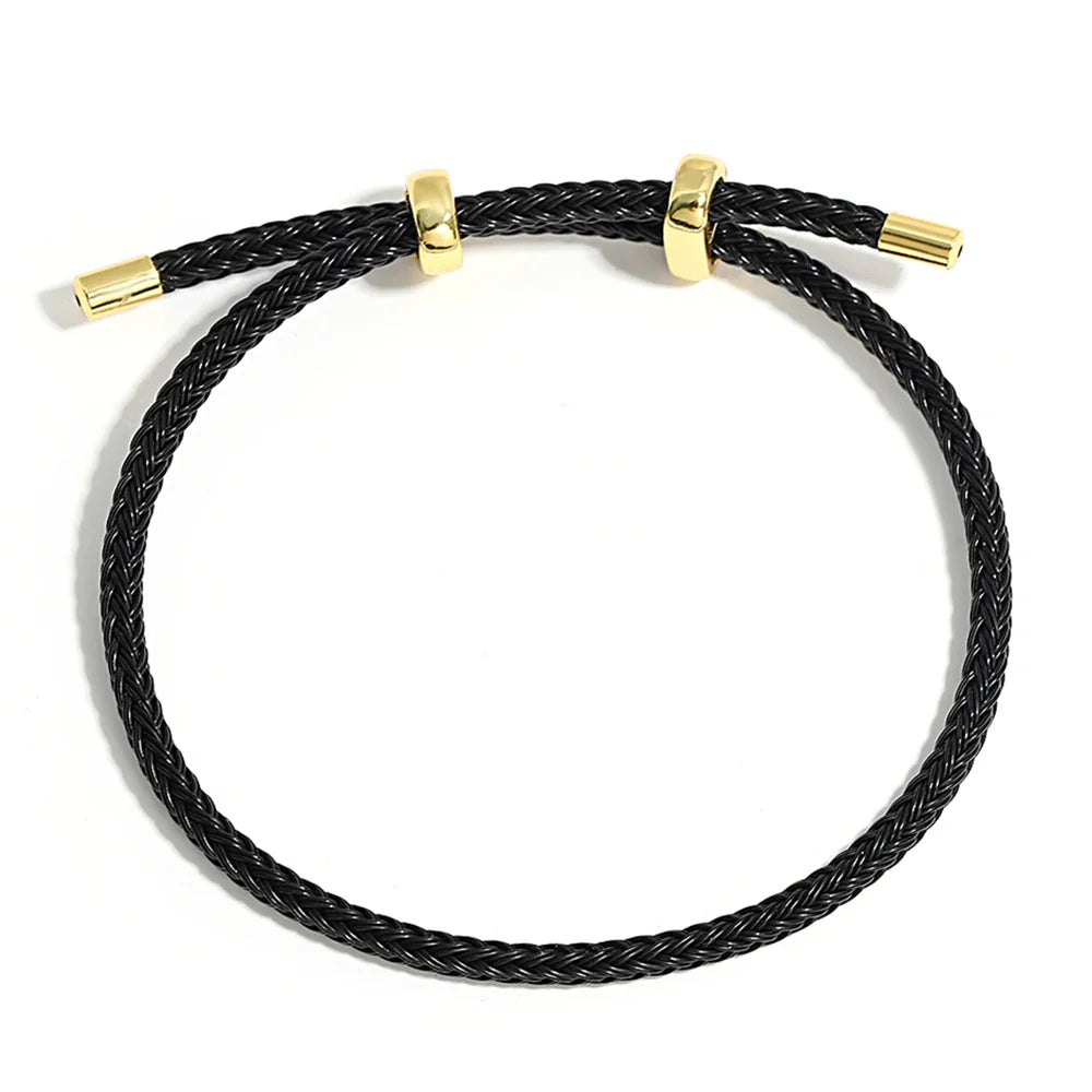Pulseira com Efeito de Corda Ajustável em Aço Inox Preto