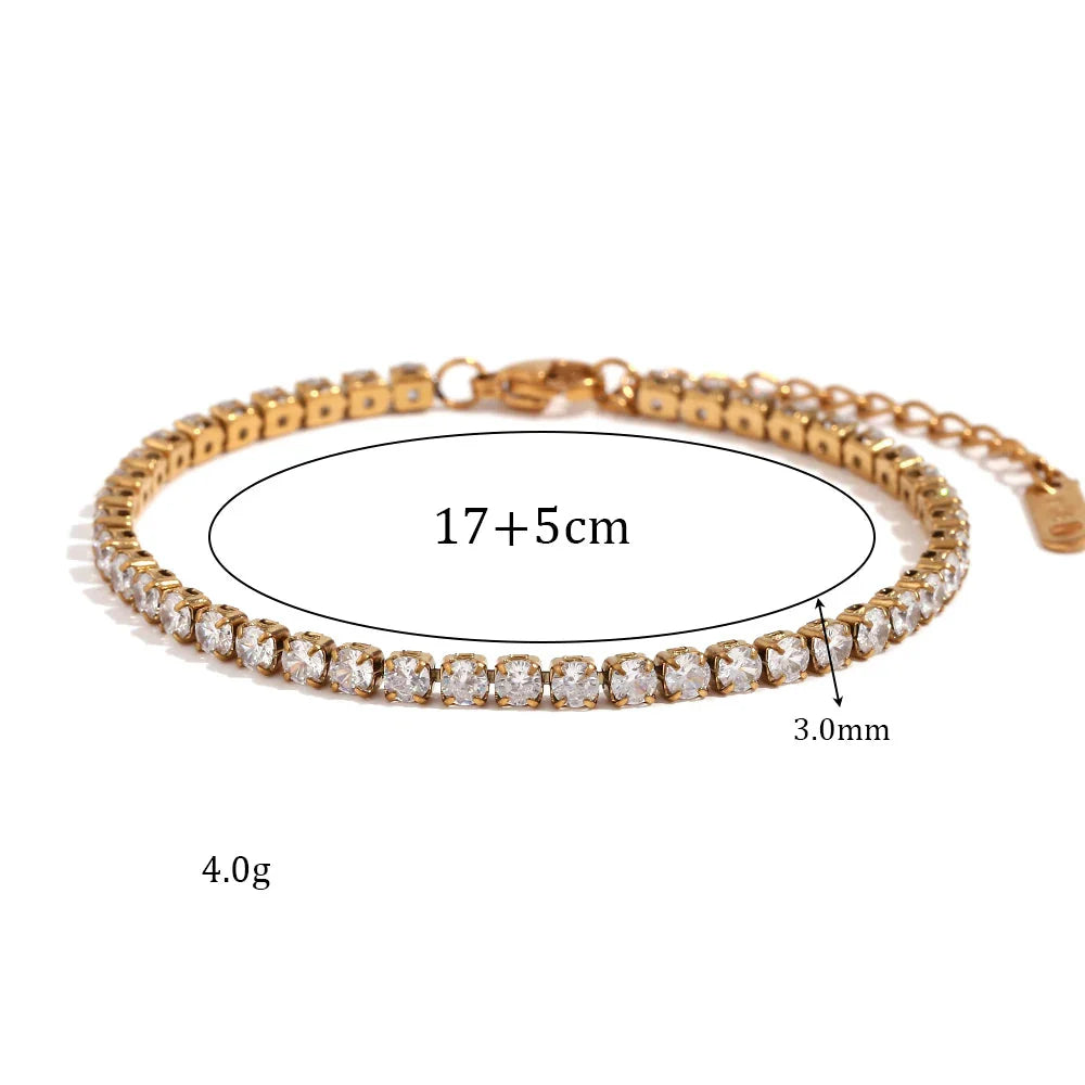 Pulseiras de Ténis Femininas 3 mm Dourado