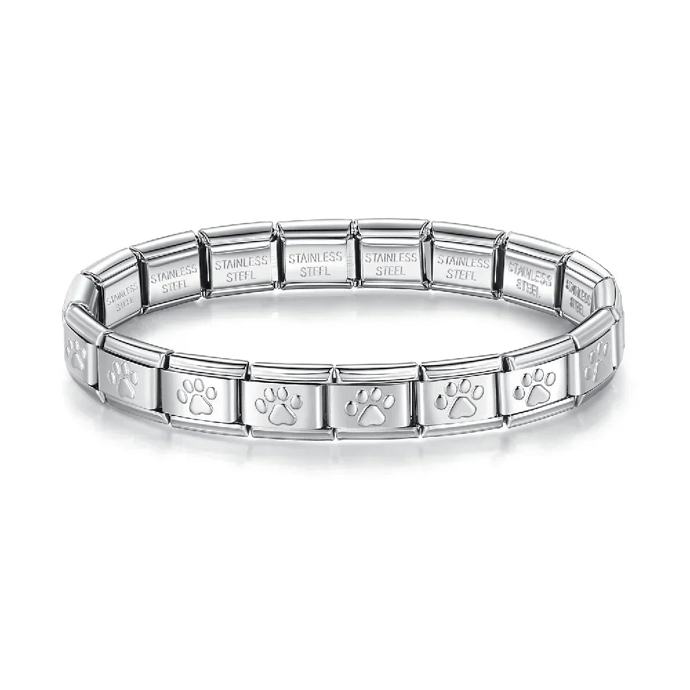 Pulseira Original Estilo Italiano Charms Patas e Cruz Pata Prateado