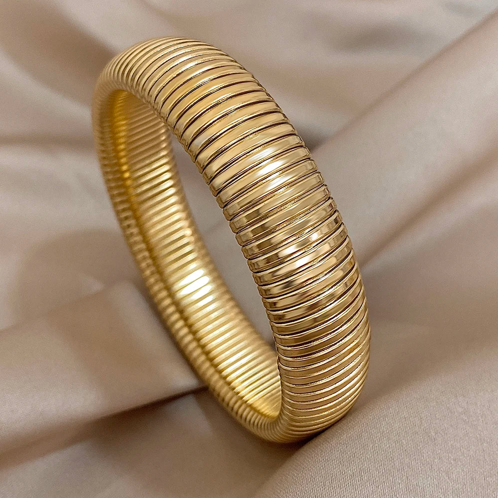 Pulseiras Elásticas em Aço Inox 16mm Dourado