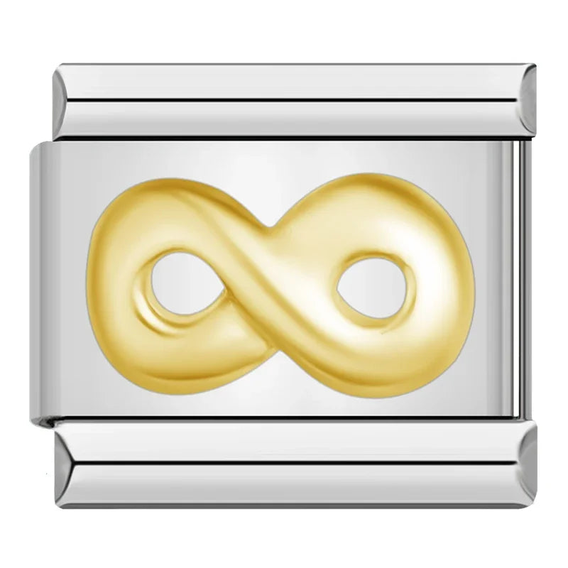 Charms Pulseira Italiana em Aço Inoxidável Infinito