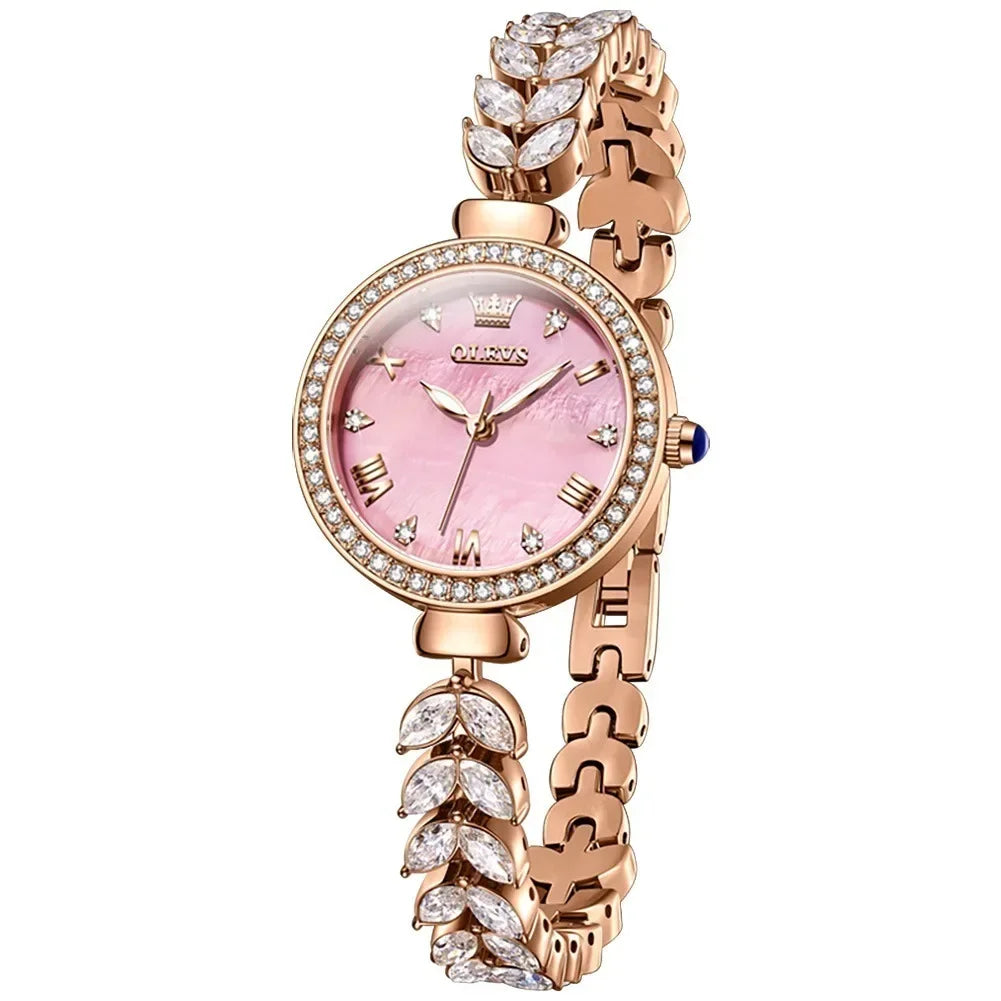 Relógio Feminino Elegante em Aço Inoxidável Rosa